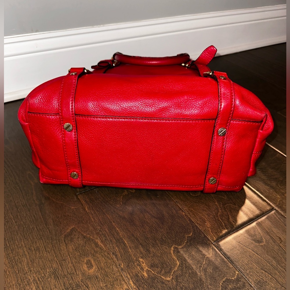 Michael Kors Bedford Pebbled Leather Red Satchel and Matching Red Wallet Set - Picture 7 of 16